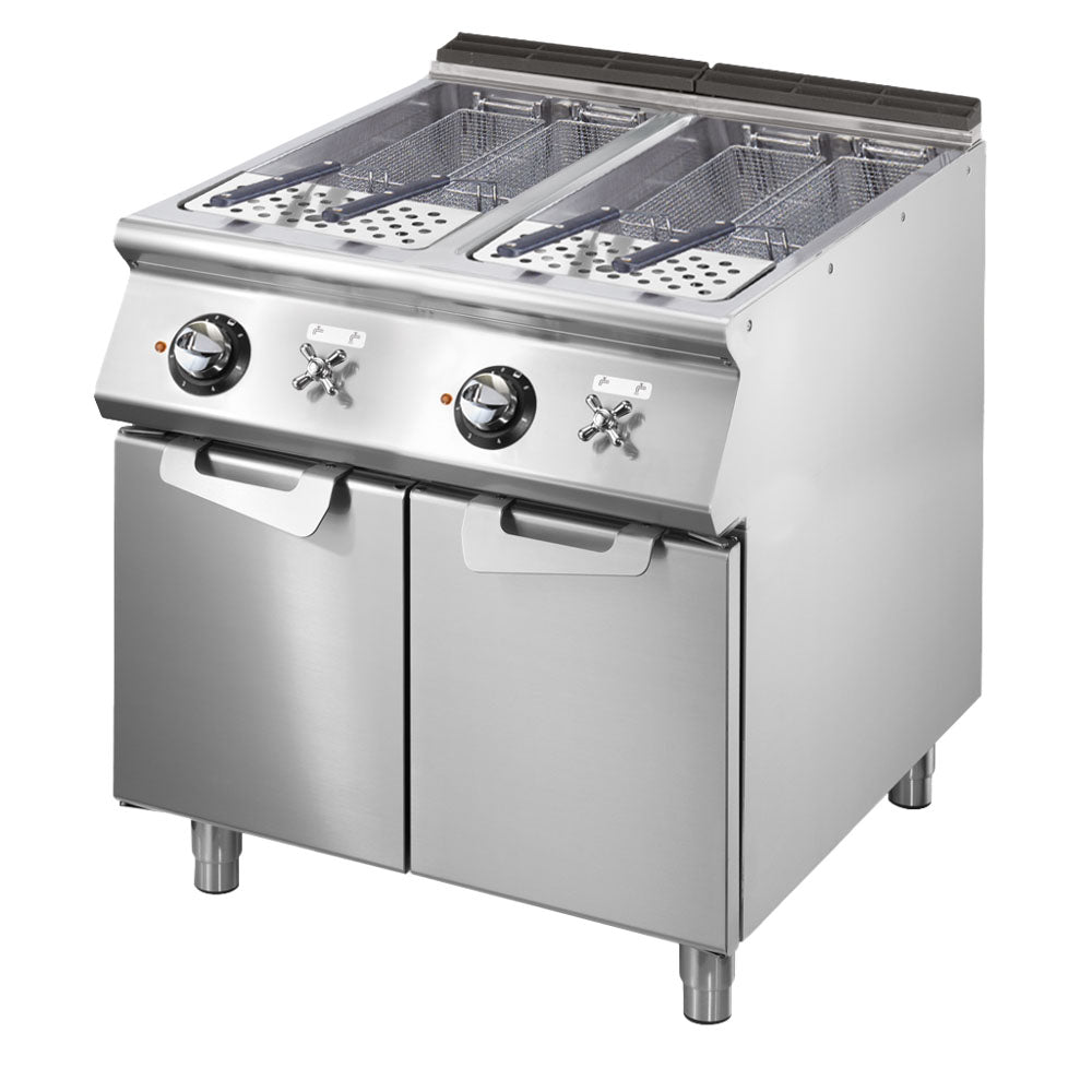 Elektro-Nudelkocher, 2 Becken GN 2/3, Kapazität 2x 26 Liter, feststehende Heizungen