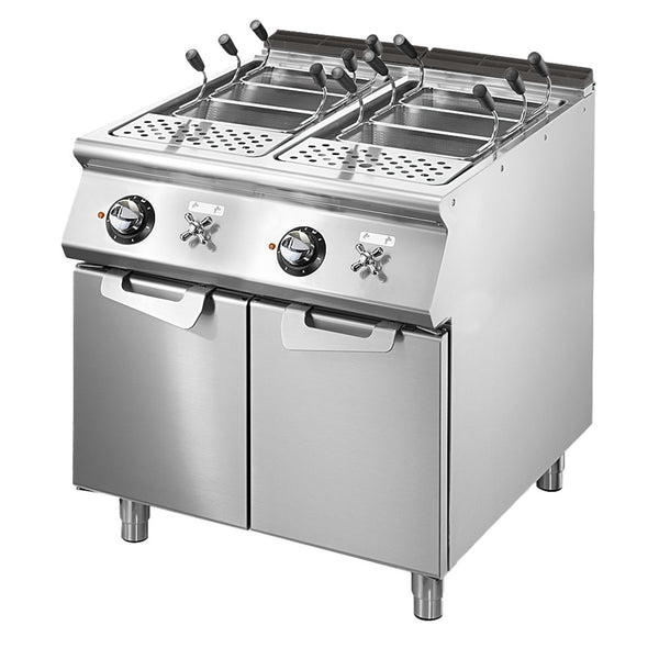 Elektro-Nudelkocher, 2 Becken GN 1/1, Kapazität 2x 40 Liter, feststehende Heizungen
