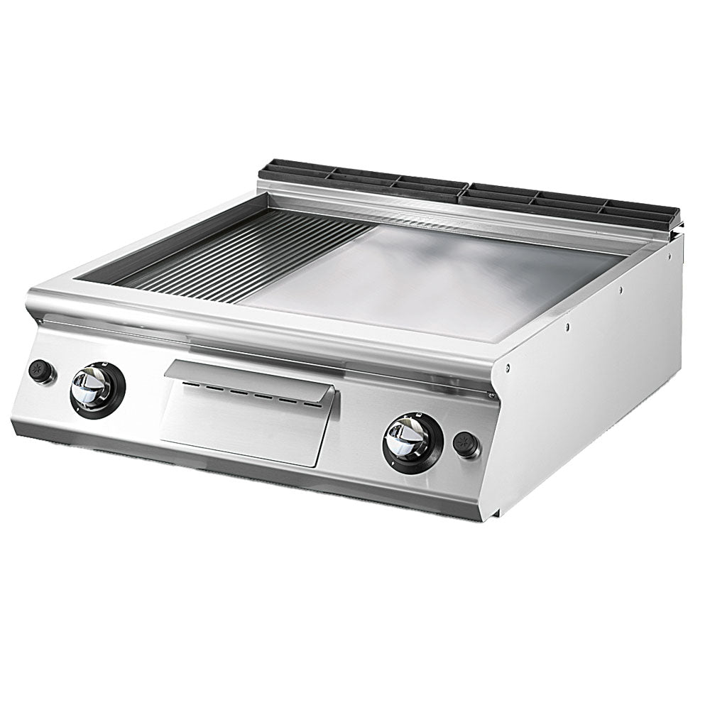 Gas-Grillplatte, Tischmodell, 1/3 gerillt und 2/3 glatt