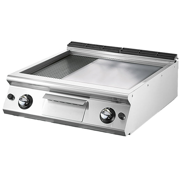 Gas-Grillplatte, Tischmodell, 1/3 gerillt und 2/3 glatt