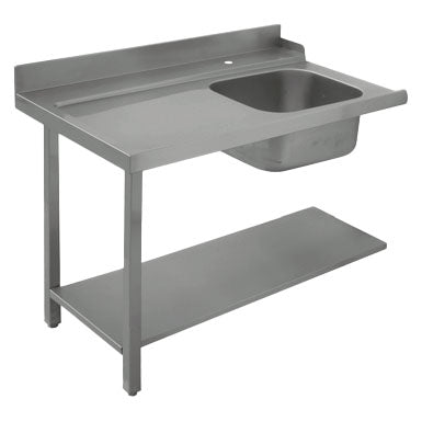 linker Zulauftisch mit Becken rechts für Durchlaufgeschirrspüler, B=1500 mm
