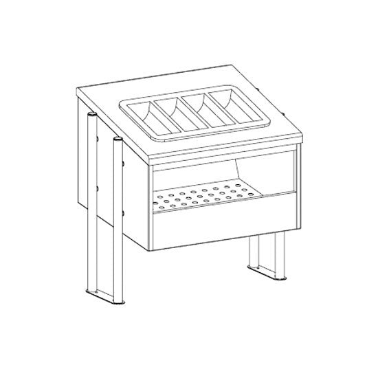 Brot-, und Besteck-Ausgabeelement, mit Besteckbehälter aus PVC, 686x560 mm