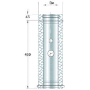 Edelstahl-Rauchkontrollelement, doppelwandig, 500 mm x ø 300 mm intern