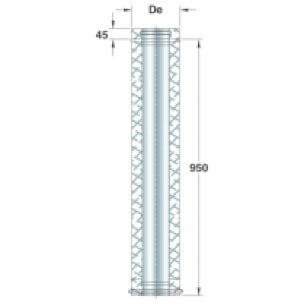 Edelstahl-Rundrohr, doppelwandig, 1000 mm x ø 300 mm intern