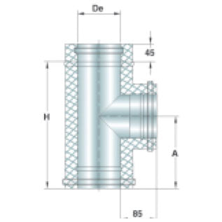 Edelstahl-T-Verbindungselement 90°, doppelwandig, ø 250 mm intern