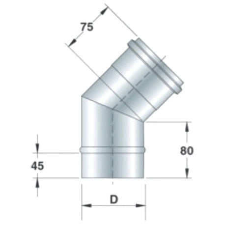Edelstahl-Bogen 30°, einwandig, ø 250 mm