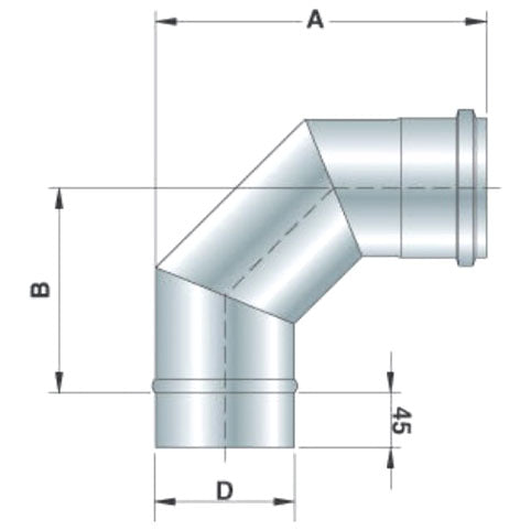 Edelstahl-Bogen 90°, einwandig, ø 400 mm