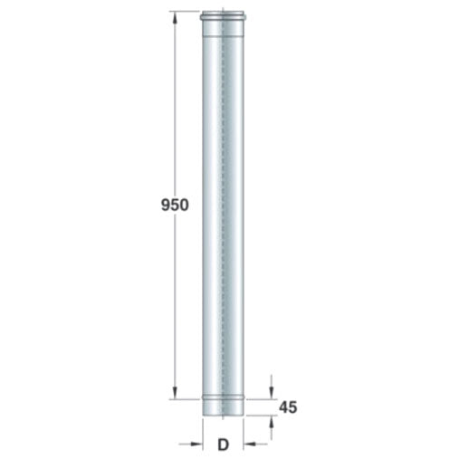 Edelstahl-Rundrohr, einwandig, 1000 mm x ø 350 mm