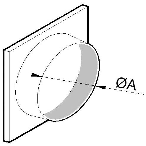 Ansaug- /Ausblasstutzen mit Grundplatte für flexibles Aluminiumrohr, ø 300 mm