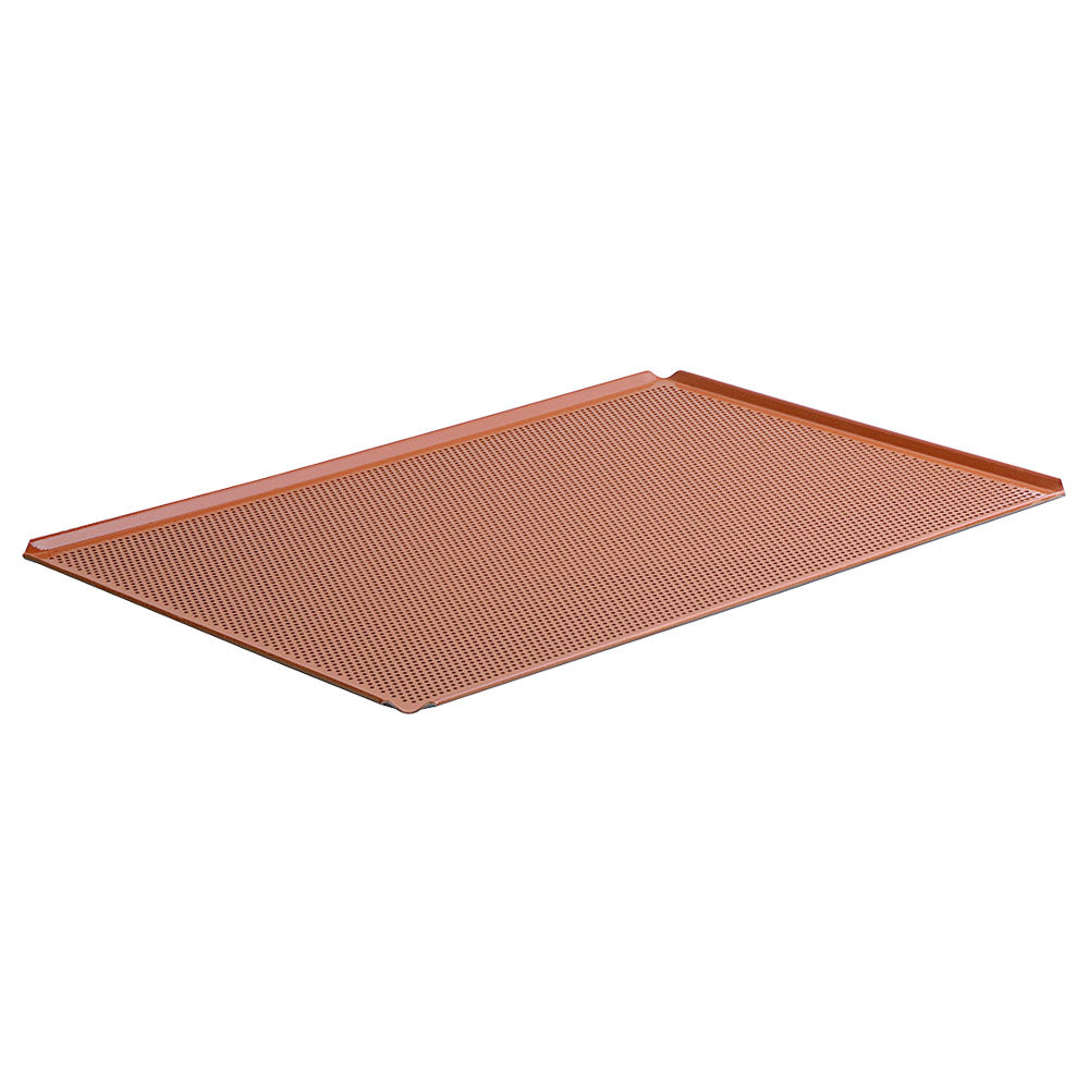 Backblech aus Aluminium, GN 1/1 - 4 Seiten 45°, Silikon, gelocht