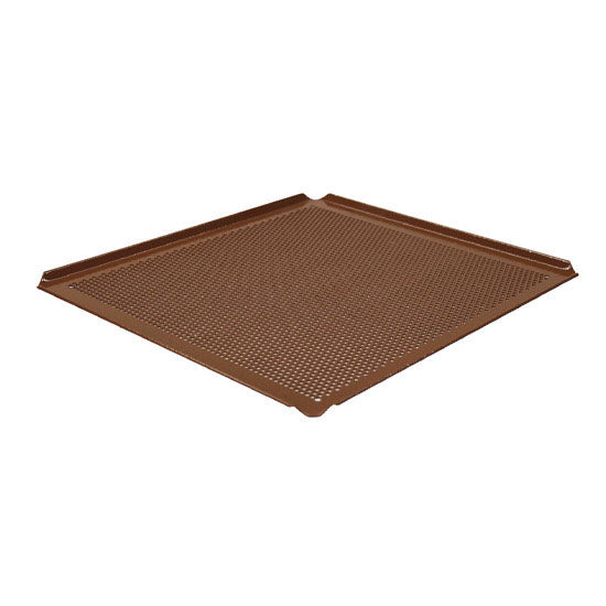Backblech aus Aluminium, 435x340 mm - 4 Seiten 45°, Silikon, gelocht