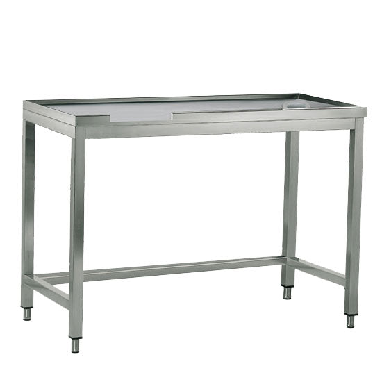rechter Sortiertisch mit Loch, für Maschinenausgang links, B=1600 mm