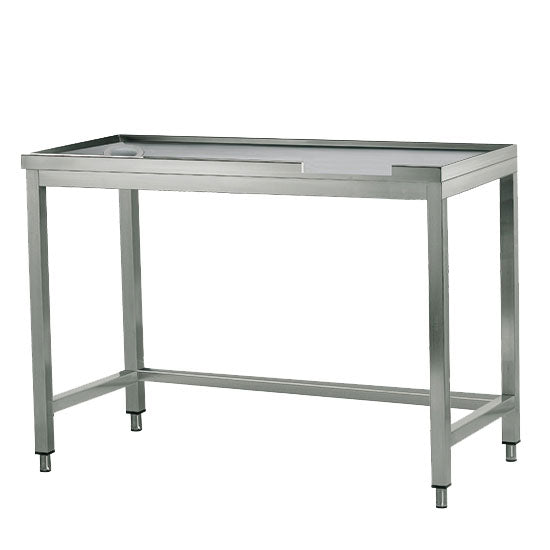 linker Sortiertisch mit Loch, für Maschinenausgang rechts, B=2000 mm