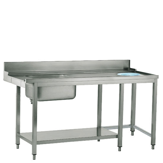 rechter Zulauftisch mit Becken links und Abfallloch, B=1200 mm