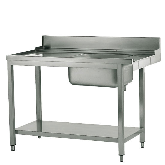 linker Zulauftisch mit Becken rechts für Korbdurchschubspüler, B=1200 mm